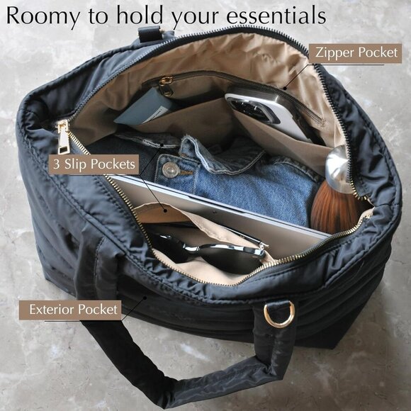 Puffer Tote Quilted Shoulder Bag Lightweight Multi-Purpose for Work Travel - Picture 7 of 7